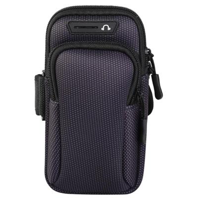 Multifunctionele universele dubbellaagse rits sport arm Case telefoon tas met oortelefoon gat voor 6,6 inch of onder smartphones (zwart)