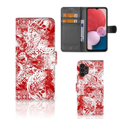 Telefoonhoesje met Naam Samsung Galaxy A13 (4G) Angel Skull Rood Telefoonhoesje met Naam Samsung Galaxy A13 (4G) Angel Skull Rood