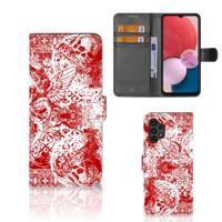 Telefoonhoesje met Naam Samsung Galaxy A13 (4G) Angel Skull Rood - thumbnail