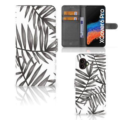 Samsung Galaxy Xcover 6 Pro Hoesje Leaves Grey Samsung Galaxy Xcover 6 Pro Hoesje Leaves Grey