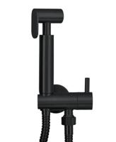 Wiesbaden RVS-304 mat zwarte bidet-handdoucheset rond - thumbnail