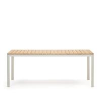 Kave Home Tuintafel 'Bona' Teakhout, 200 x 100cm, kleur Naturel/Wit - thumbnail