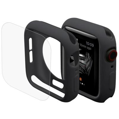 ENKAY Hat-Prins 2 in 1 TPU semi-geklede beschermende Shell + 3D volledig scherm PET gebogen warmte buigen HD Screen Protector voor Apple Watch serie 4