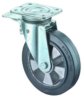 BS Rollen Zwenkwiel voor zware lasten | wiel d. 125 mm draagvermogen 220 kg | totale rem rubber | 138 mm 110 mm | 1 stuk - N120.B80.125 N120.B80.125