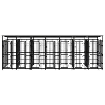 Hondenkennel met dak 12,9 m² staal