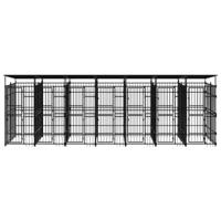 Hondenkennel met dak 12,9 m² staal - thumbnail