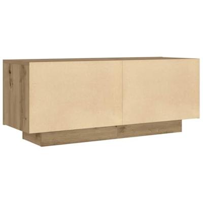 Tv-meubel 100x35x40 cm bewerkt hout artisanaal eikenkleurig Tv-meubel 100x35x40 cm bewerkt hout artisanaal eikenkleurig