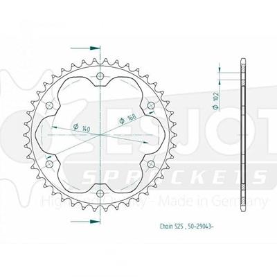 ESJOT Chain wheel 525 42z steel black 10,5mm bmw