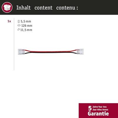 Paulmann 78460 Connector Single Color Slim Flex 10mm Verbindingskabel Kabellengte: 0.12 m 24 V (l x b x h) 0.126 x 11.5 x 5.5 mm 1 stuk(s)