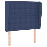 Hoofdbord met randen 103x23x118/128 cm stof blauw - thumbnail