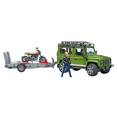 Bruder 02589 Landrover met Scrambler Ducati Full Motor en Figuur