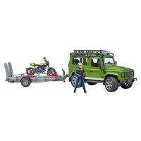 Bruder 02589 Landrover met Scrambler Ducati Full Motor en Figuur - thumbnail