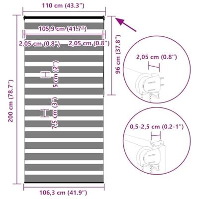 VidaXL Zebra rolgordijn 110x200 cm stofbreedte 105,9 cm lichtgrijs VidaXL Zebra rolgordijn 110x200 cm stofbreedte 105,9 cm lichtgrijs