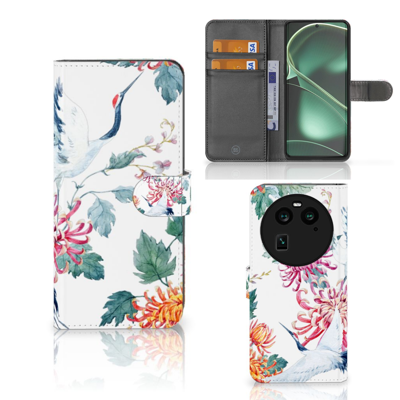 OPPO Find X6 | Telefoonhoesje | Met pasjeshouder | Bird Flowers