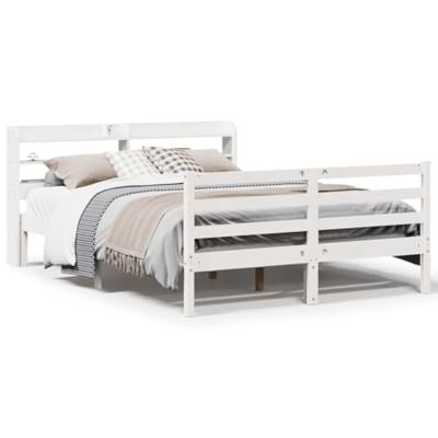 Bedframe met hoofdeinde zonder matras 160x200 cm wit