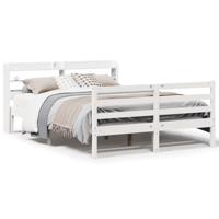 Bedframe met hoofdeinde zonder matras 160x200 cm wit - thumbnail