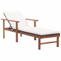 Ligbed met kussen poly rattan en massief acaciahout zwart - thumbnail