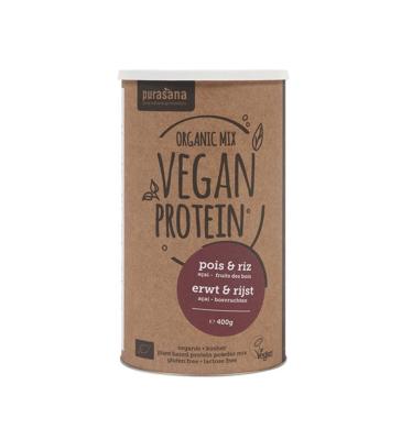 Purasana Vegan proteine erwt & rijst - acai bosvruchten bio (400 gr) Purasana Vegan proteine erwt & rijst - acai bosvruchten bio (400 gr)