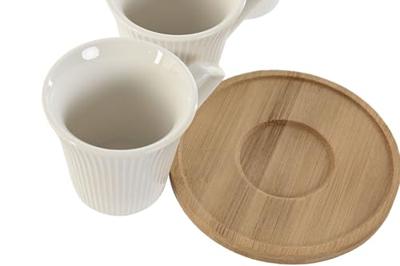 Set van 6 kopjes met schotel Home ESPRIT Wit Bamboe Porselein 90 ml