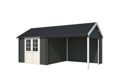 Blokhut met overkapping Fraya 575x275 Carbon Grey-Wit Outdoor Life - Outdoor life