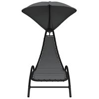 Ligbed met luifel 167x80x195 cm stof en staal donkergrijs - thumbnail