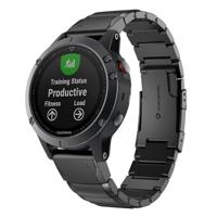 Quick demontage stalen polsband horlogeband voor Garmin fenix 5X 26mm (zwart) - thumbnail