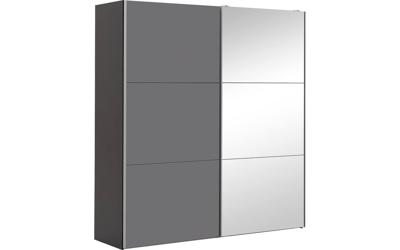 Goossens Kledingkast Easy Storage Sdk, 203 cm breed, 220 cm hoog, 1x 3 paneel glas schuifdeur li en 1x 3 paneel spiegel schuifdeur re