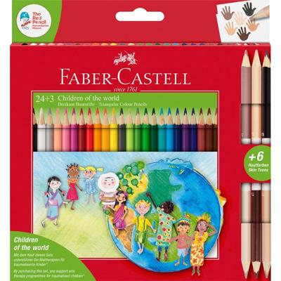 Faber Castell FC-201745 Kleurpotloden Driekant Children Of The World In Etui á 24+3 Stuks