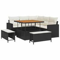 Tuinbankenset 8 pcs Zwart poly rattan - thumbnail