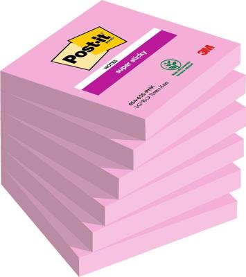 Memoblok post-it 654 super sticky 76x76mm roze