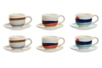 Set van koffiekopjes Home ESPRIT Geel Blauw Groen Lila Metaal Dolomite 180 ml - thumbnail