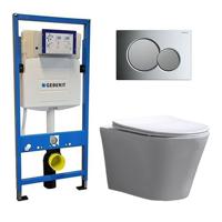 Geberit UP 320 Toiletset - Inbouw WC Hangtoilet Wandcloset - Saturna Flatline Sigma-01 Chroom/Mat Chroom - thumbnail