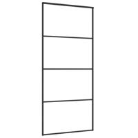 VidaXL Schuifdeur 90x205 cm mat esg-glas en aluminium zwart - thumbnail