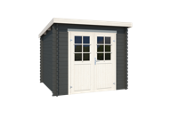 Outdoor Life Indi Blokhut 250x250 cm 28 mm vuren Carbon Grey-Wit gecoat- Lessenaarsdak- - Outdoor Life - thumbnail