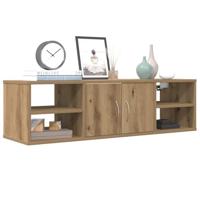 Wandkast 101x30x29 cm bewerkt hout artisanaal eikenkleurig - thumbnail