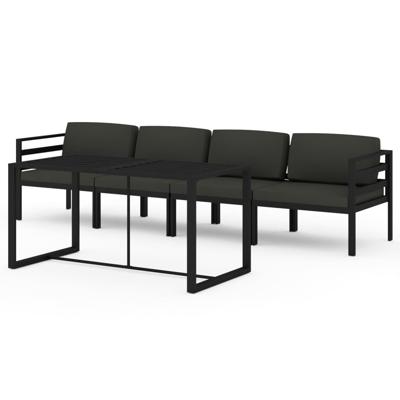 5-delige Loungeset met kussens aluminium antracietkleurig