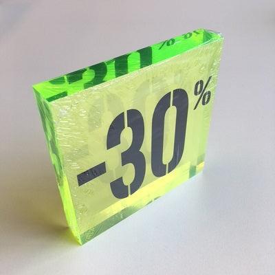 Acryl kortingsblok -30% fluor groen