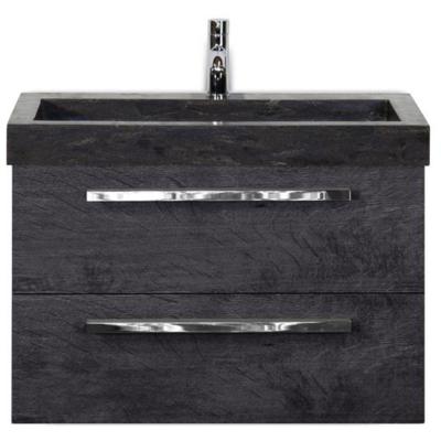Seville Badmeubelset 80 cm - Black Oak - Wastafel Hardsteen Wit Lucca