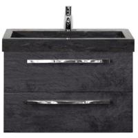 Seville Badmeubelset 80 cm - Black Oak - Wastafel Hardsteen Wit Lucca - thumbnail