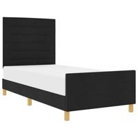 Bedframe met hoofdeinde Zwart 90 x 190 cm Stof - thumbnail