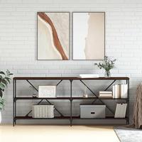 Wandtafel 180x30x75 cm bewerkt hout en ijzer bruin eikenkleur - thumbnail