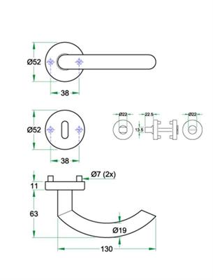 Krukgarn GINO rvs mat WC 8mm