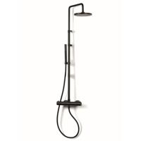 Regendoucheset Luxe Bongio Squadra Thermostatisch Opbouw met Handdouche Mat Zwart Bongio - thumbnail