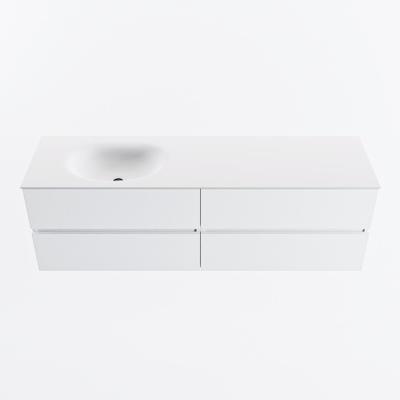 MONDIAZ VICA 160cm badmeubel onderkast Talc 4 lades. Wastafel MOON links 1 kraangat, kleur Talc.