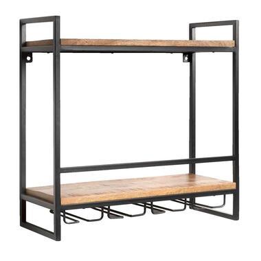 Wijnrek Kyan - zwart/naturel - 60x60x25 cm - Leen Bakker