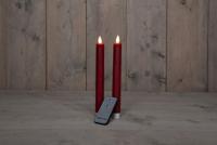 2Pcs Bordeaux Rustiek Wax Diner Kaars 23Cm Bew. Vlam Met Afstands Bediening 2Xaa Anna's Collection - Annas collection - thumbnail