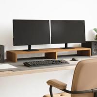 VidaXL Monitorstandaard 100x27x10 cm bewerkt hout artisanaal eiken - thumbnail