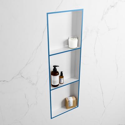 MONDIAZ EASY Nis 89,5x29,5cm in solid surface kleur Jeans | Talc. 3 vakken geschikt voor in- of opbouw