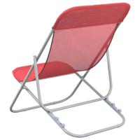 Strandstoelen 2 st textileen en gepoedercoat staal rood - thumbnail