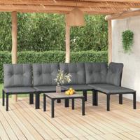 6-delige Loungeset poly rattan zwart en grijs - thumbnail